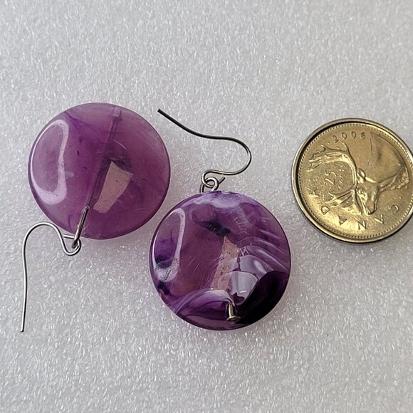 Purple Round Small Earrings - Picture 8 of 9